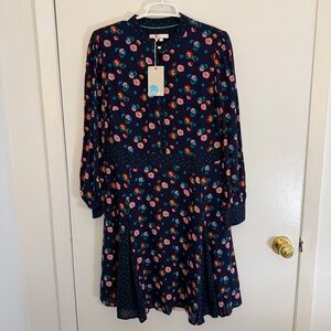 Boden Christina Billowy Peony Dress Size 10 NWT Navy Floral Fit Flare